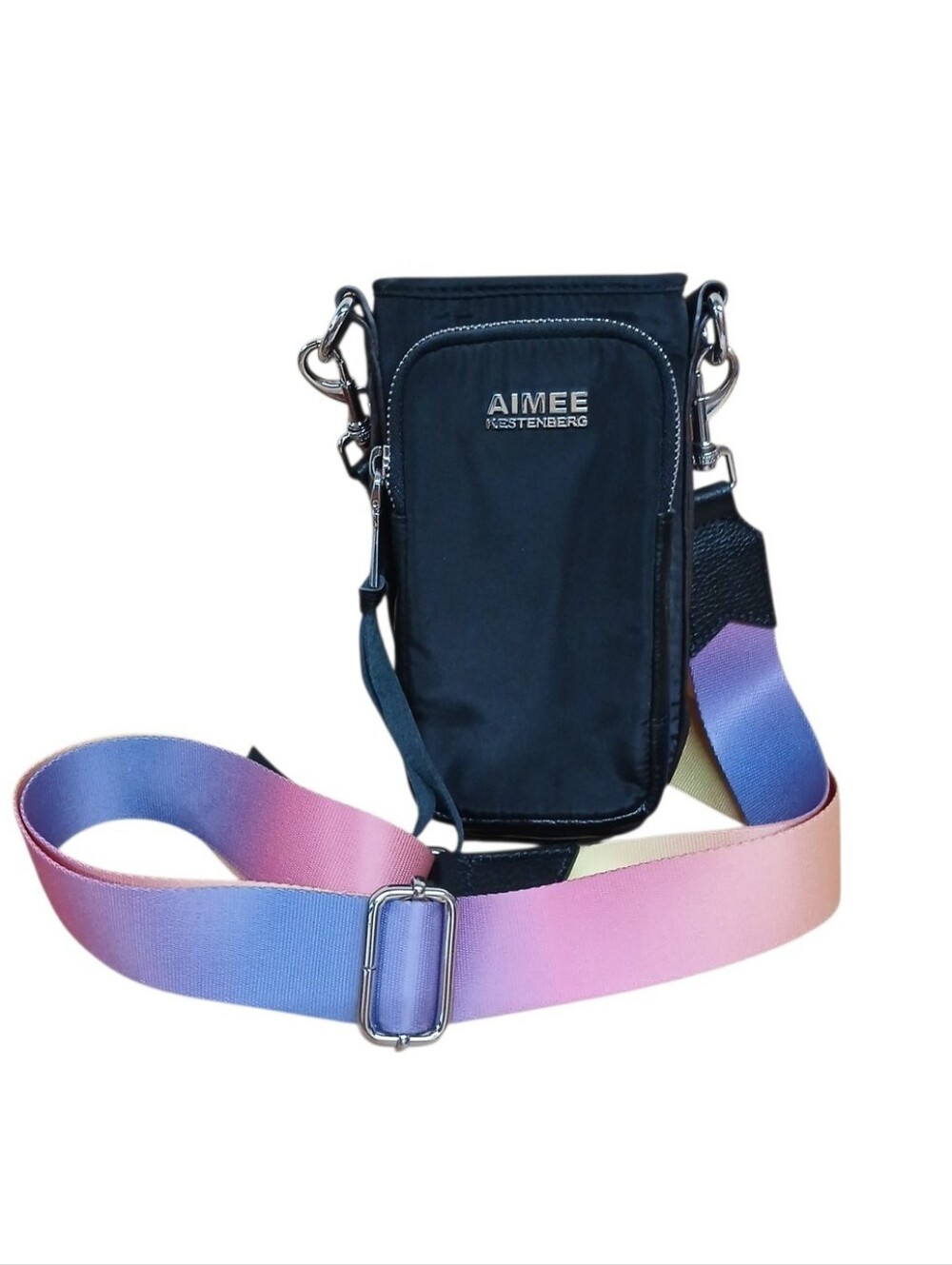 Aimee Kestenberg Black Crossbody Water Bottle Pouch with Gradient Strap